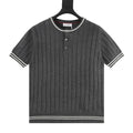Brunello Cucinelli Striped Patchwork Knit Short-Sleeve Top