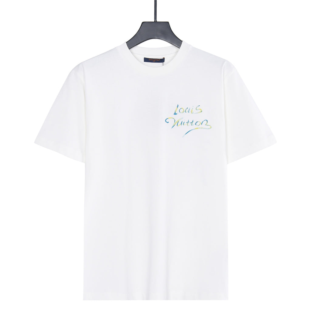 Louis Vuitton Gradient Signature Logo Short-Sleeve T-Shirt in White