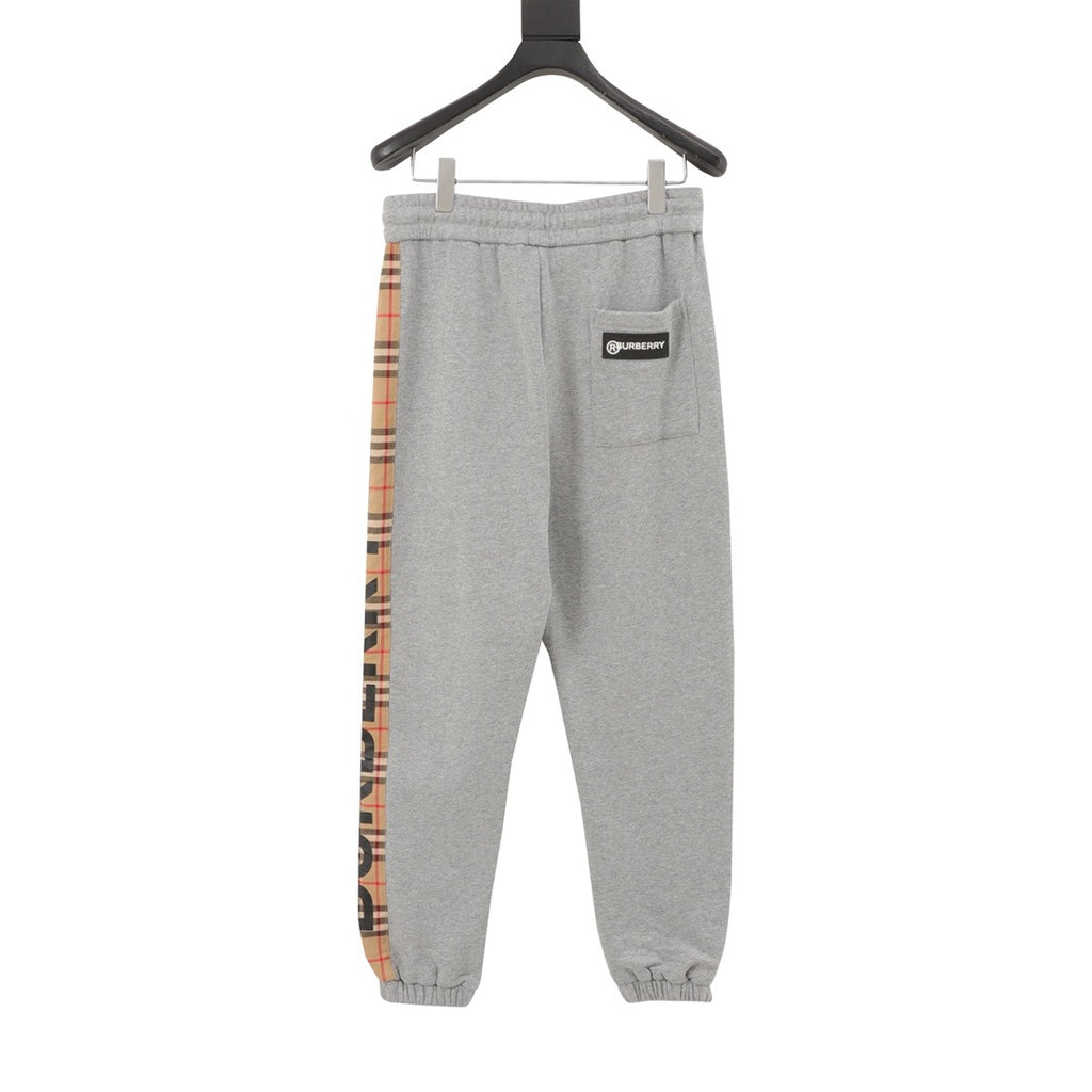 Burberry Women's Men's Grey Side Check Logo Jogger Pants