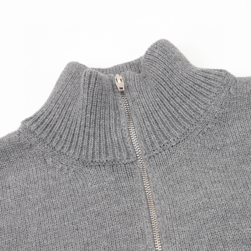 Chanel CC Logo Tonal Embroidered Half-Zip Mock Neck Knit Sweater