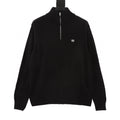 Chanel CC Logo Tonal Embroidered Half-Zip Mock Neck Knit Sweater