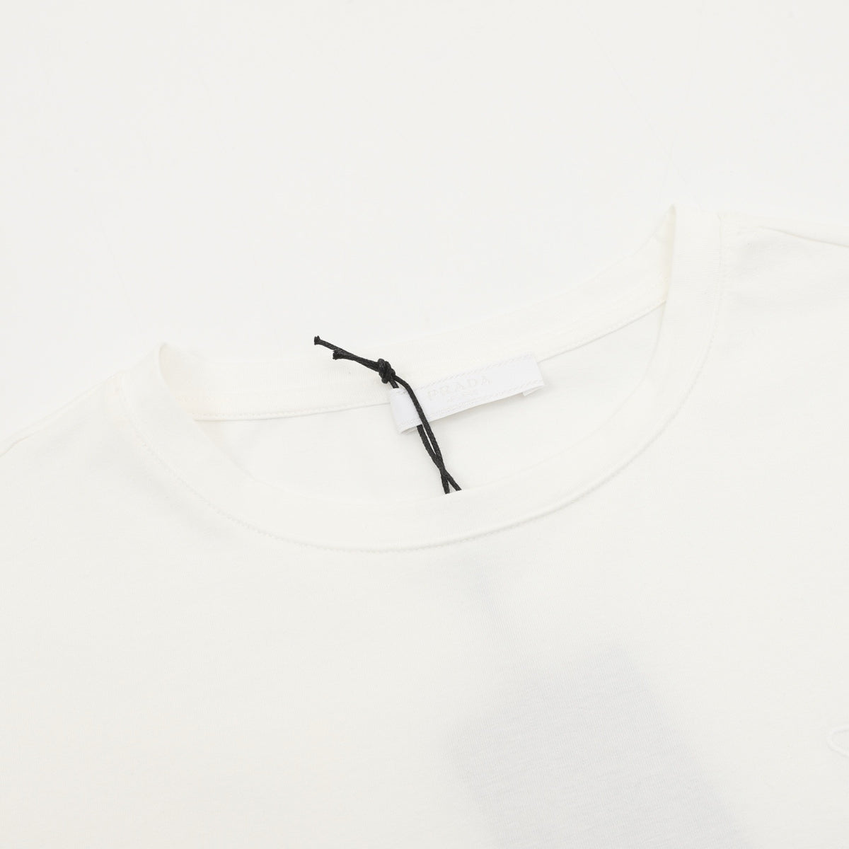 Prada Women's Men's White Triangle Logo Crewneck Long-Sleeve T-Shirt