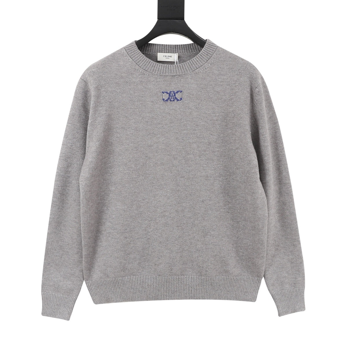 Celine Women's Men's Grey Triomphe Logo Crewneck Sweater