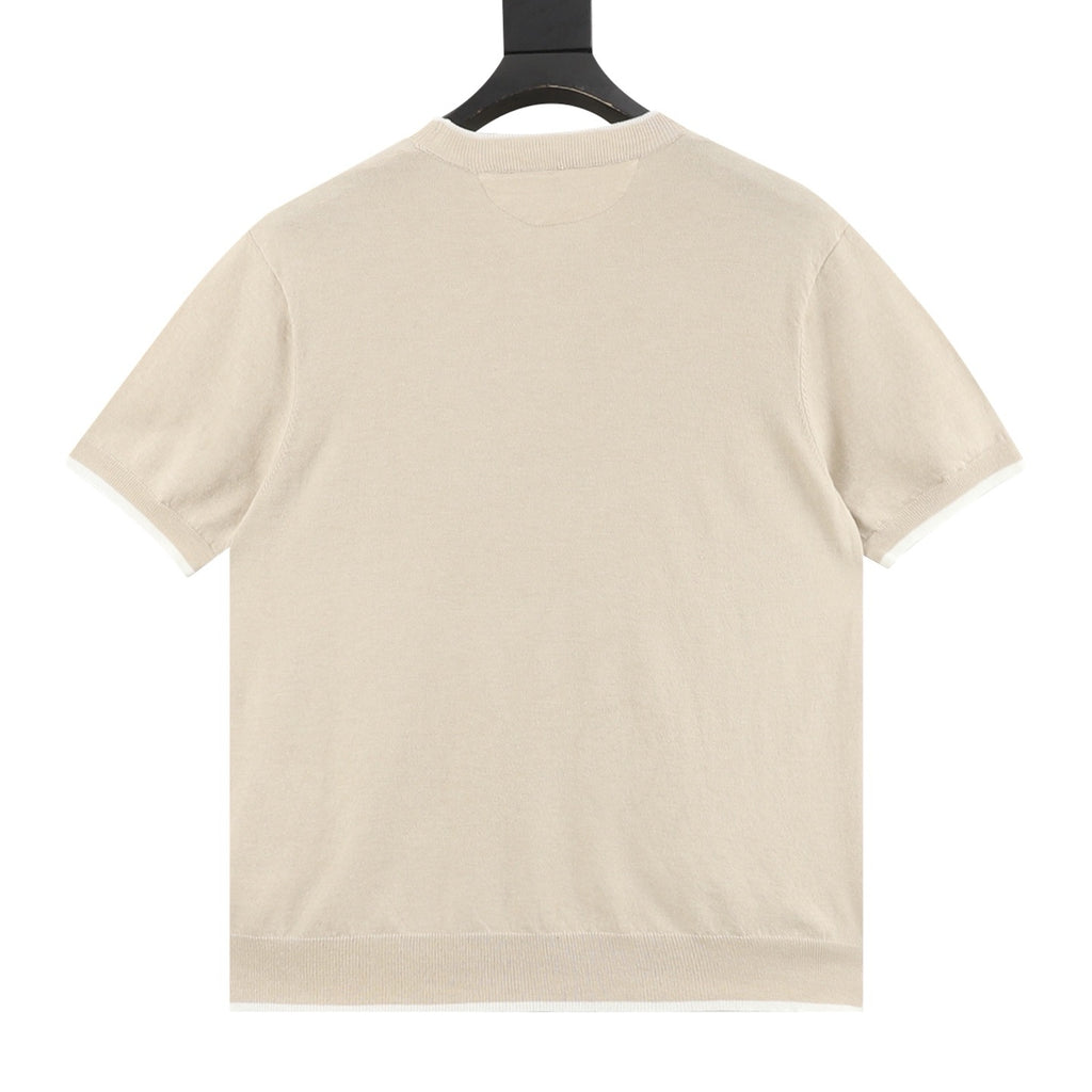 Brunello Cucinelli Layered Look Two-in-One Knit Short-Sleeve T-Shirt