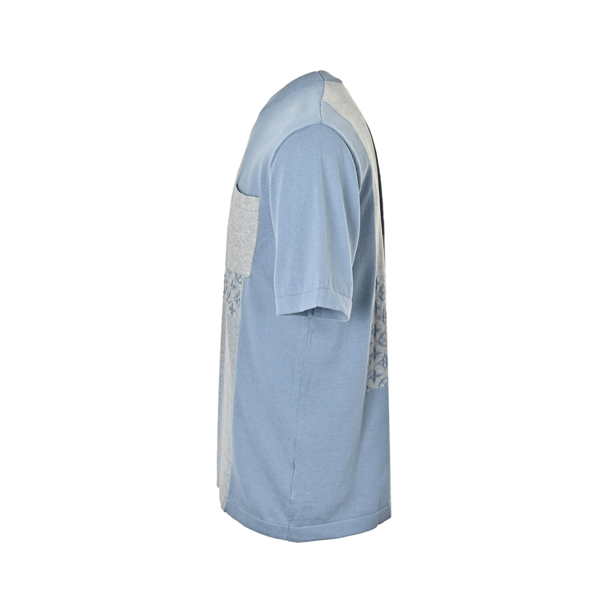 Louis Vuitton Patchwork Monogram Short-Sleeve Knit Top in Light Blue