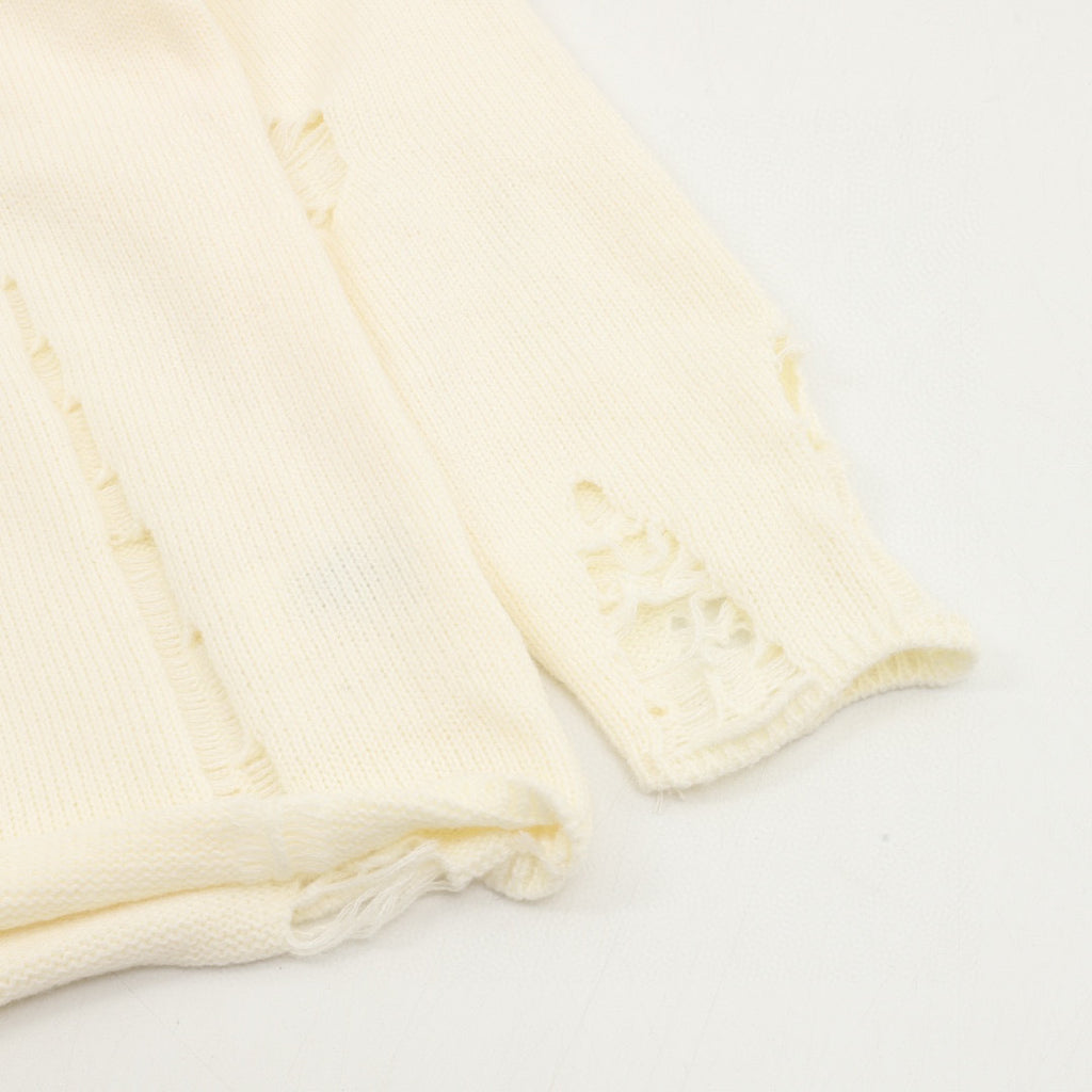 CH Embroidered Sanskrit Cross Distressed Knit Sweater