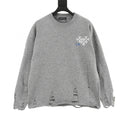 CH Embroidered Sanskrit Cross Distressed Knit Sweater