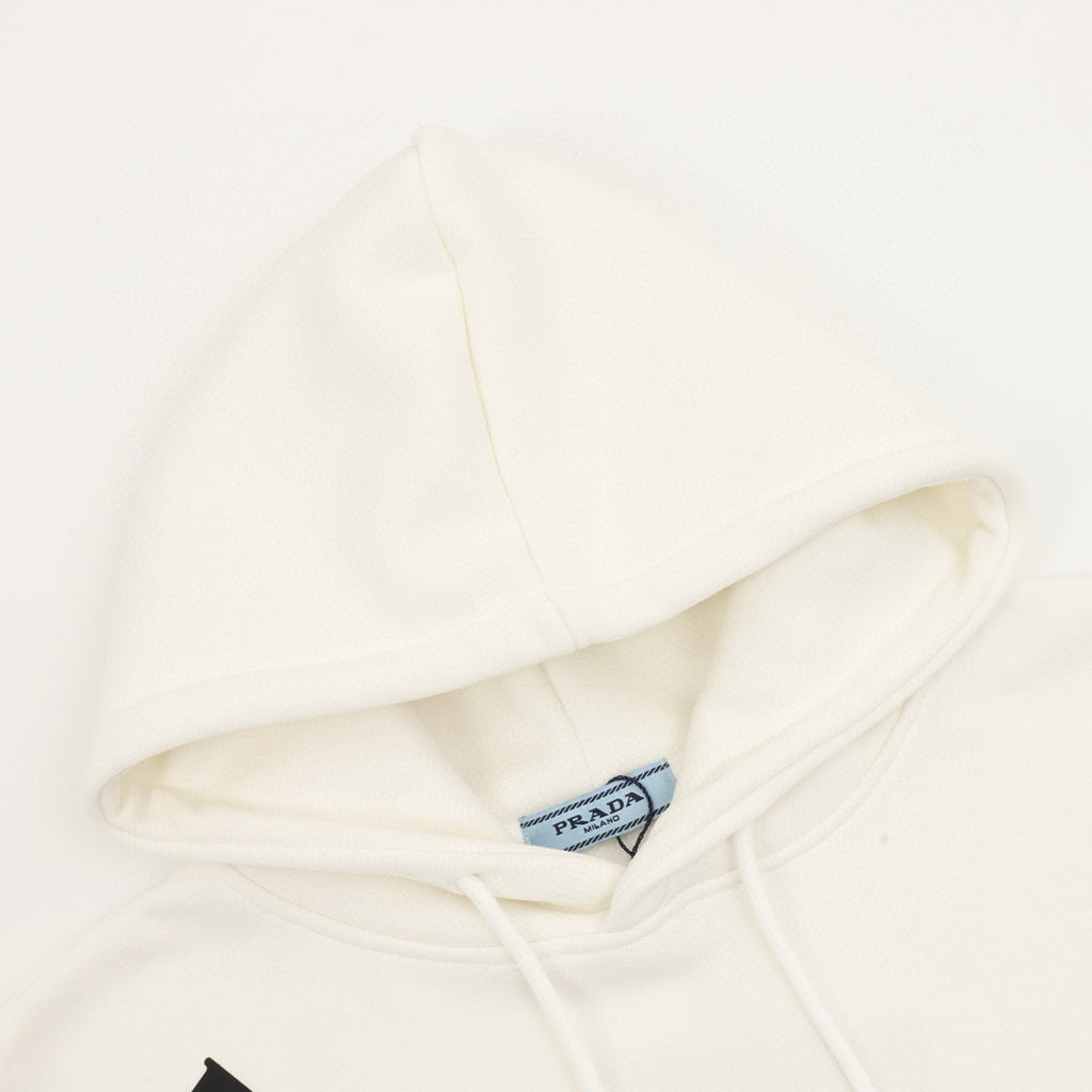 Prada Diagonal Oversized Logo Print Oversized Pullover Hoodie