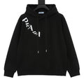 Prada Diagonal Oversized Logo Print Oversized Pullover Hoodie