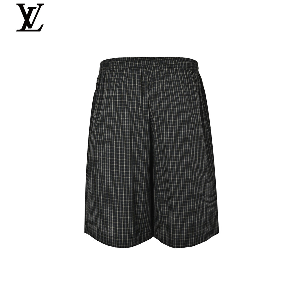 Louis Vuitton Men's Black Check Drawstring Shorts