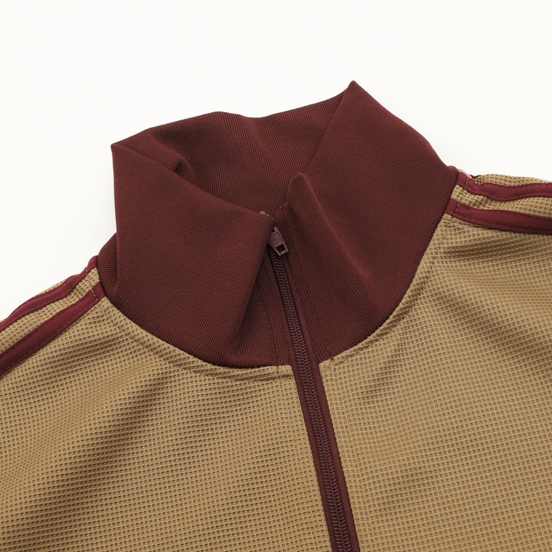 Adidas Originals American Retro Trefoil Track Jacket | Cream Burgundy Stripe Navy Trim