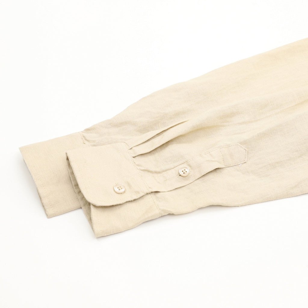 Loro Piana Women's Men's Beige Mandarin-Collar Linen Shirt