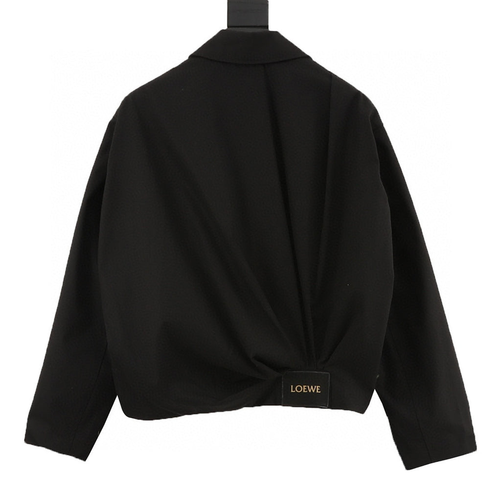 Loewe Gathered Hem Zip-Up Cropped Jacket