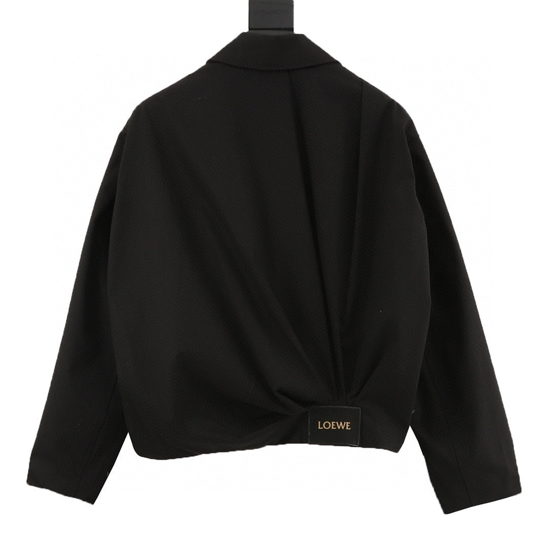 Loewe Gathered Hem Zip-Up Cropped Jacket