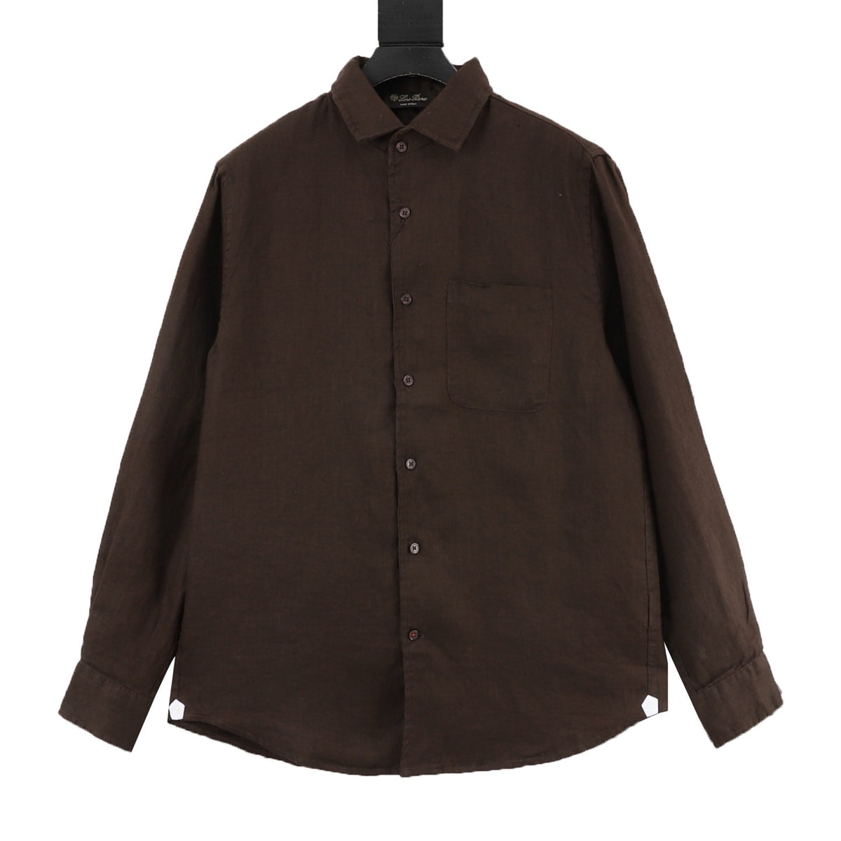Loro Piana Women's Men's Brown Linen Long-Sleeve Shirt
