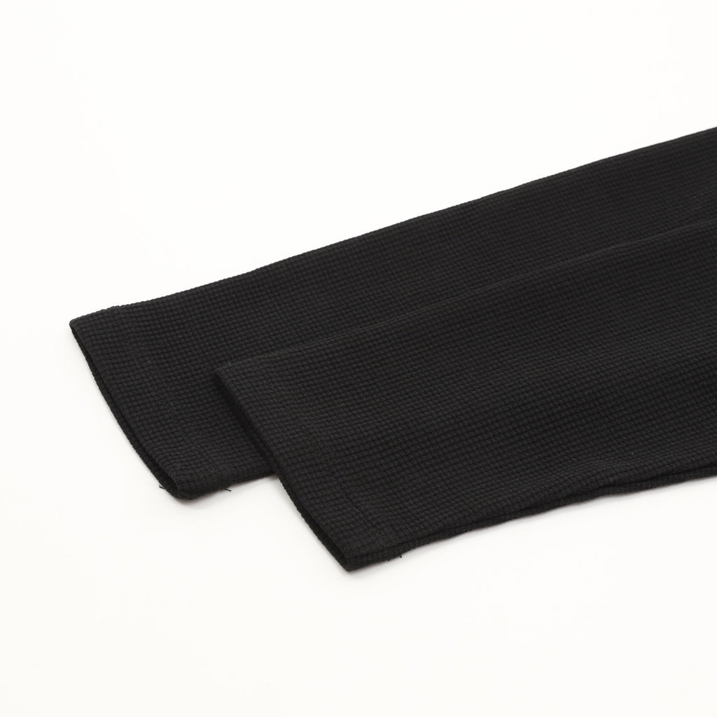 Chrome Hearts Cross Leather Label Waffle Henley Long Sleeve | Black Grey Luxury Streetwear
