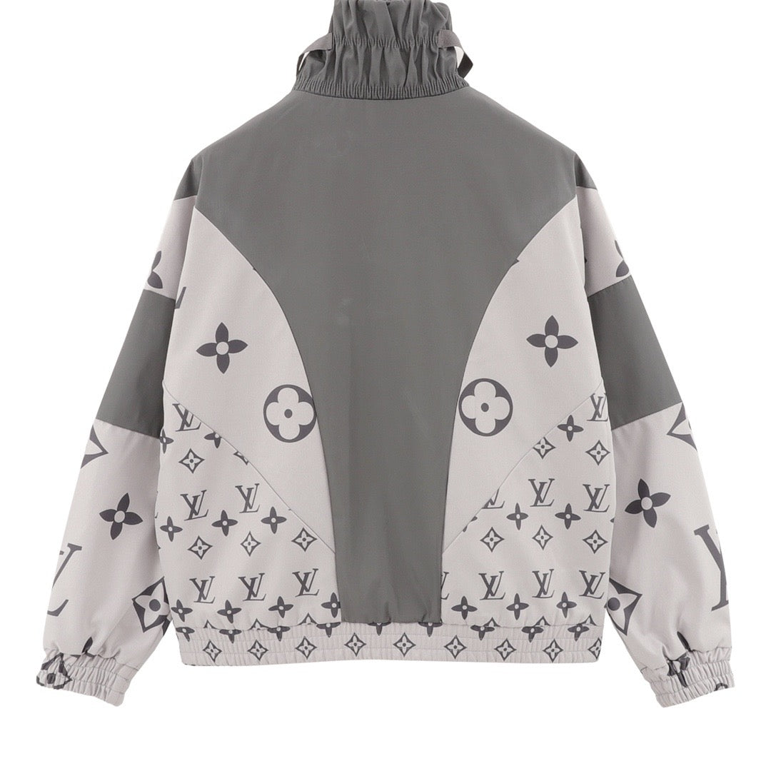 Louis Vuitton Women's & Men's Grey Color-Block Monogram Windbreaker Jacket