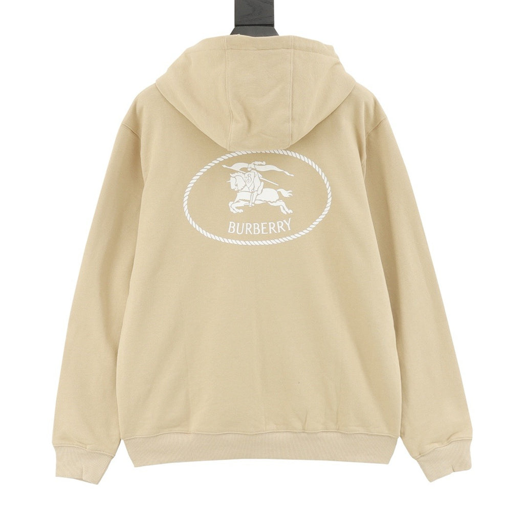 Burberry Women's & Men's Beige Equestrian Knight Logo Zip-Up Hoodie