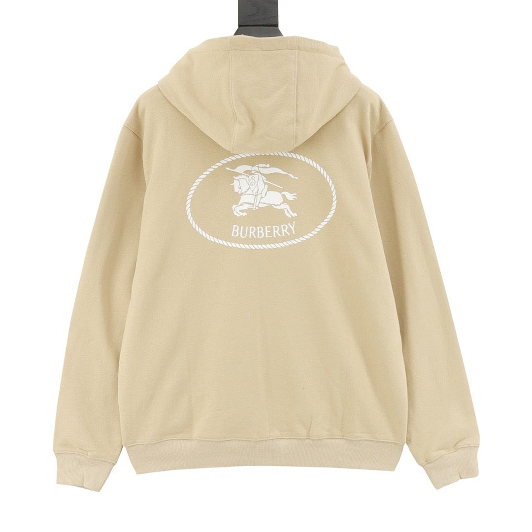 Burberry Women's & Men's Beige Equestrian Knight Logo Zip-Up Hoodie