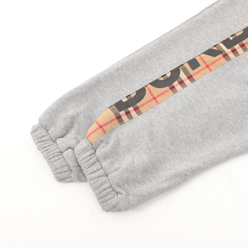 Burberry Women's Men's Grey Side Check Logo Jogger Pants