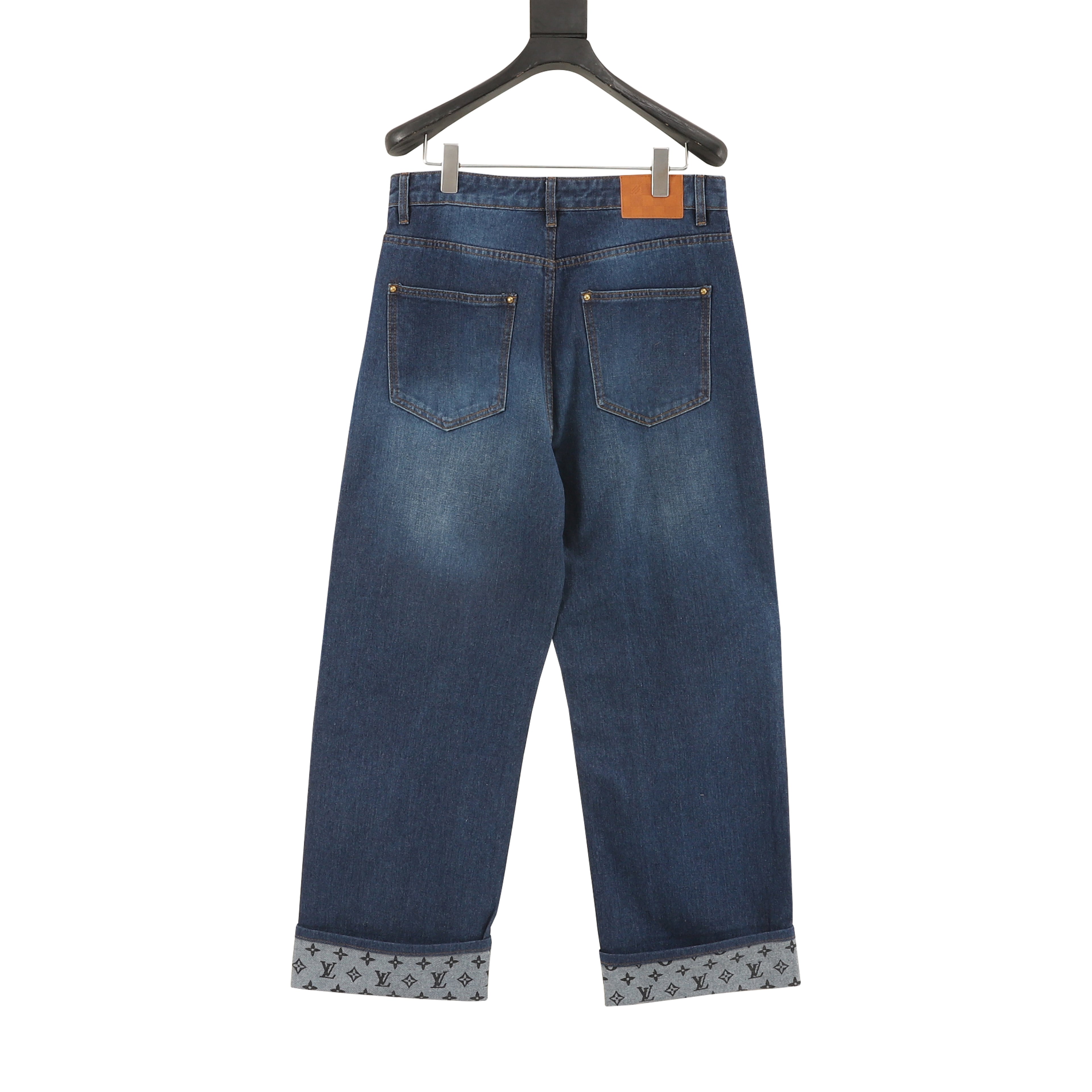 Louis Vuitton LV Monogram-Lined Cuffed Wide-Leg Jeans
