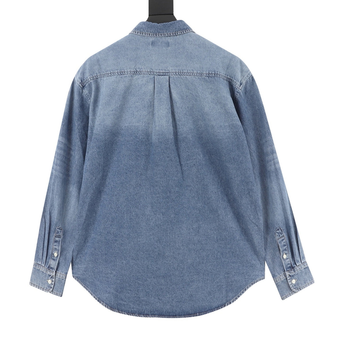 Celine Women's Men's Light Blue Logo Patch Long-Sleeve Denim Shirt