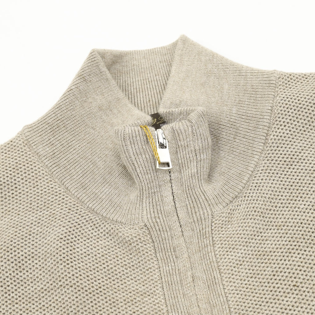 Loro Piana Women's Men's Light Beige Full-Zip Cashmere Cardigan