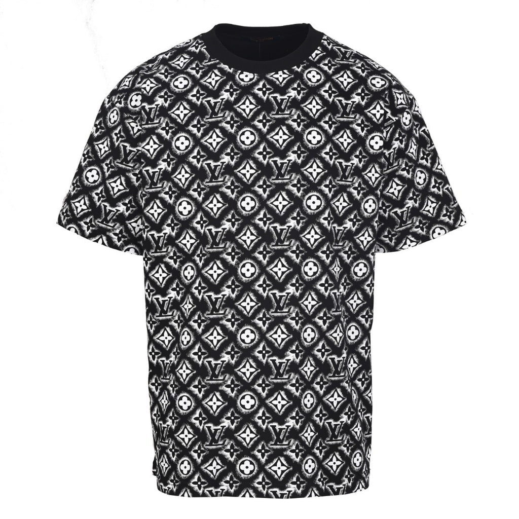 Louis Vuitton All-Over Monogram Print Short-Sleeve T-Shirt in Black