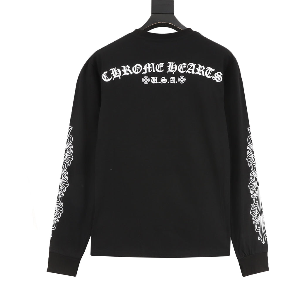 Chrome Hearts 25FW Sanskrit Scroll Print Long Sleeve T-Shirt | Black Gothic Luxury Streetwear