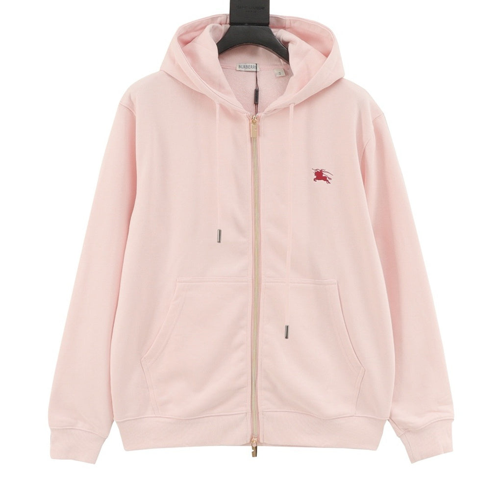 Burberry Women's & Men's Pink Equestrian Knight Logo Zip-Up Hoodie