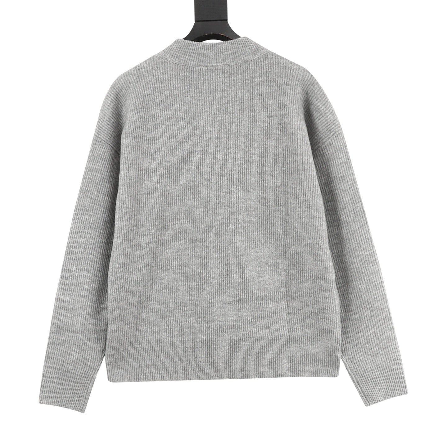 Dior Embroidered Logo Ribbed Wool V-Neck Sweater | Light Grey Relaxed Luxury Knitwear
