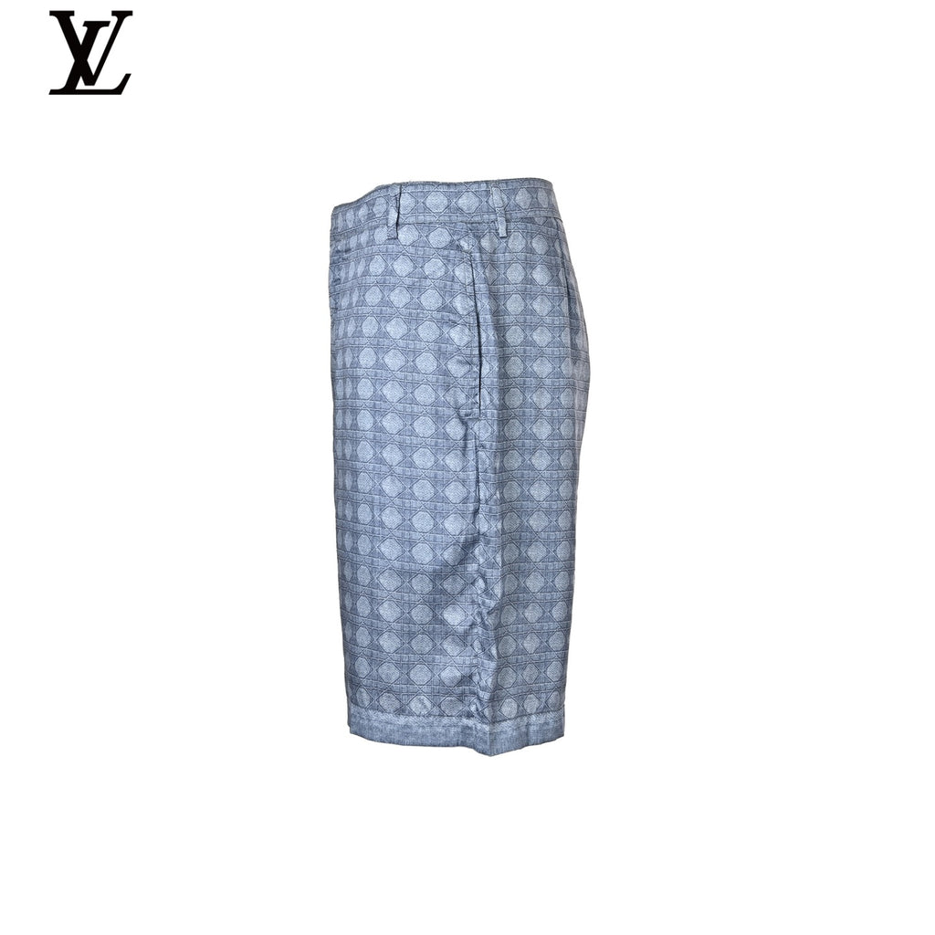 Louis Vuitton Blue Geometric Pattern Silk Shorts