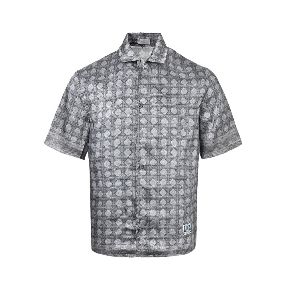 Dior Grey Geometric Print Short-Sleeve Shirt