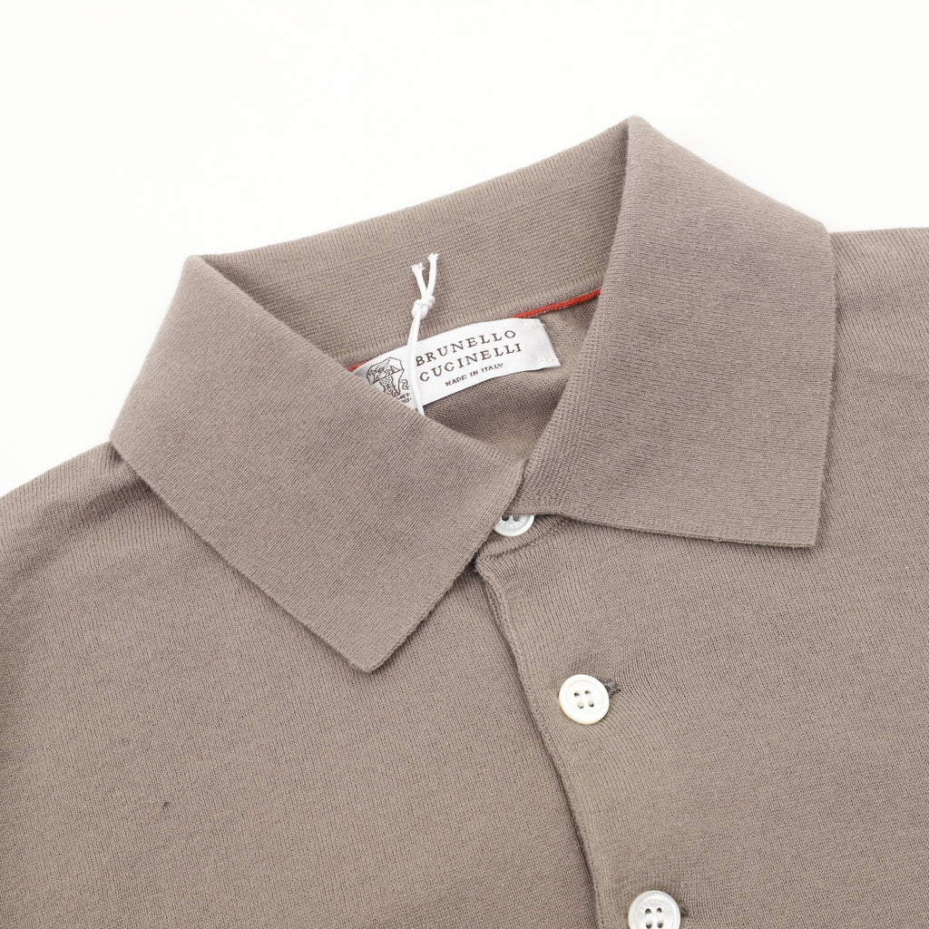 Brunello Cucinelli Solid Color Embroidered Logo Polo Shirt