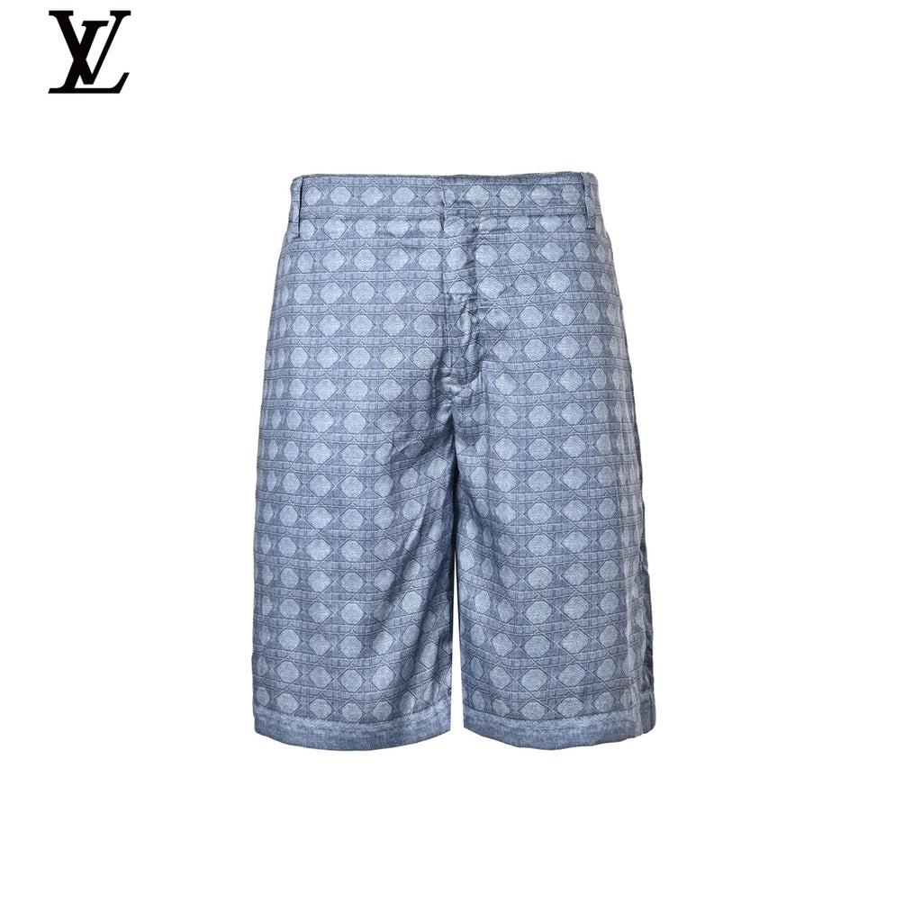 Louis Vuitton Blue Geometric Pattern Silk Shorts