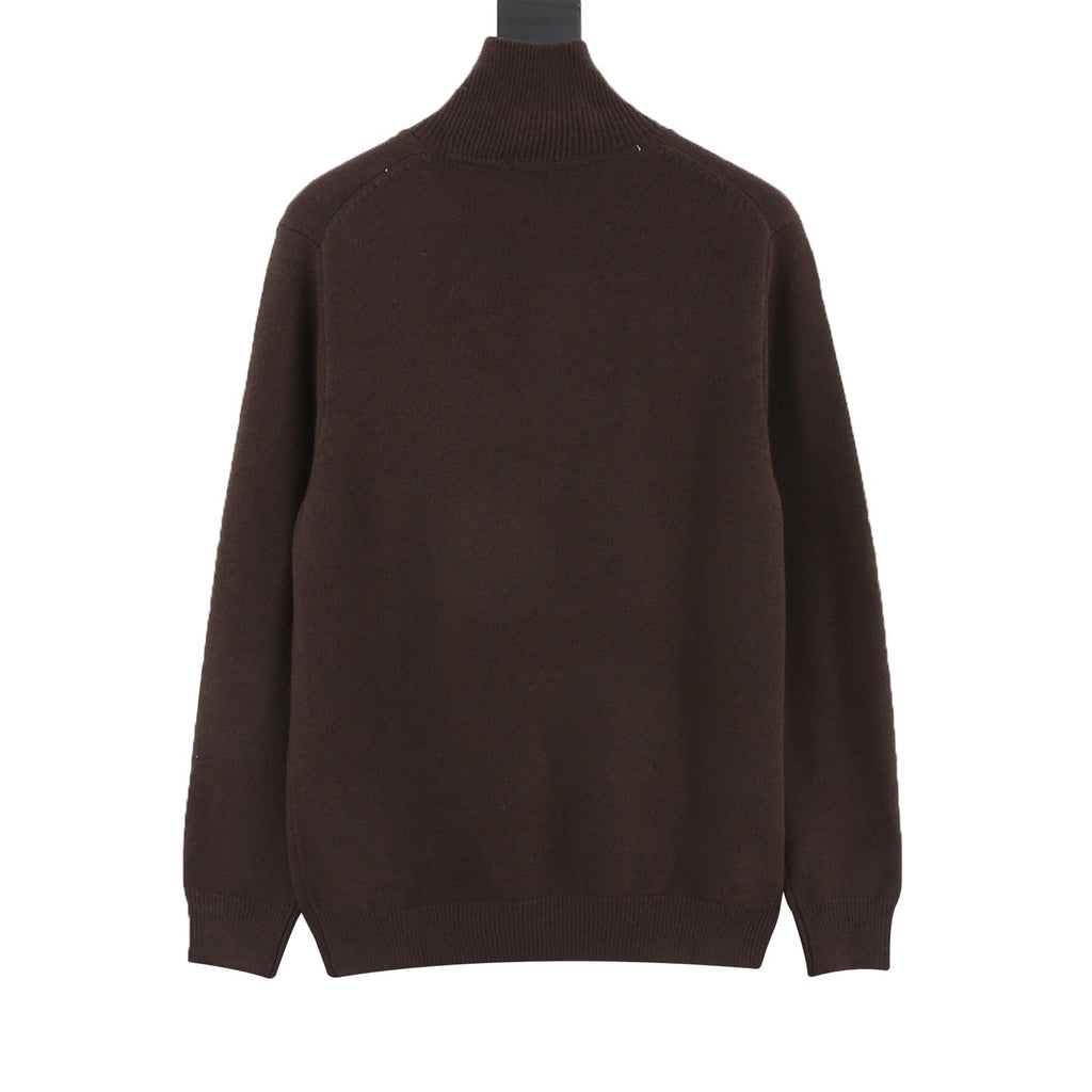 Burberry Women's Men's Brown Half-Zip Wool Sweater