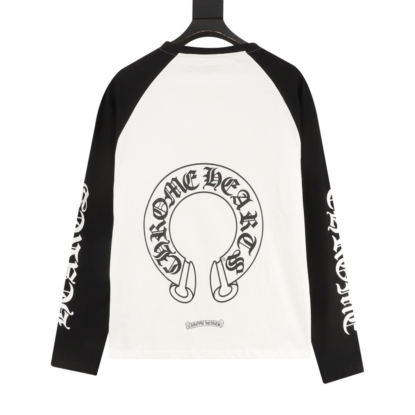 Chrome Hearts 25FW Black Label Raglan Baseball Long Sleeve T-Shirt | White Blue Gothic Print