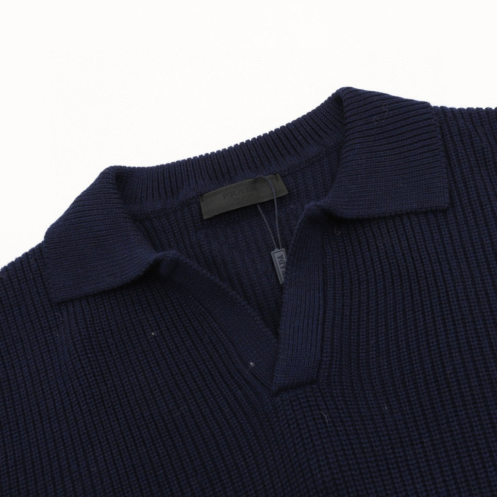 Prada Polo Collar Half-Zip Chunky Knit Sweater