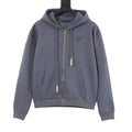 Louis Vuitton LV Two-Tone Embroidered Zip-Up Hoodie | Slate Blue Gold Hardware Luxury Sweatshirt