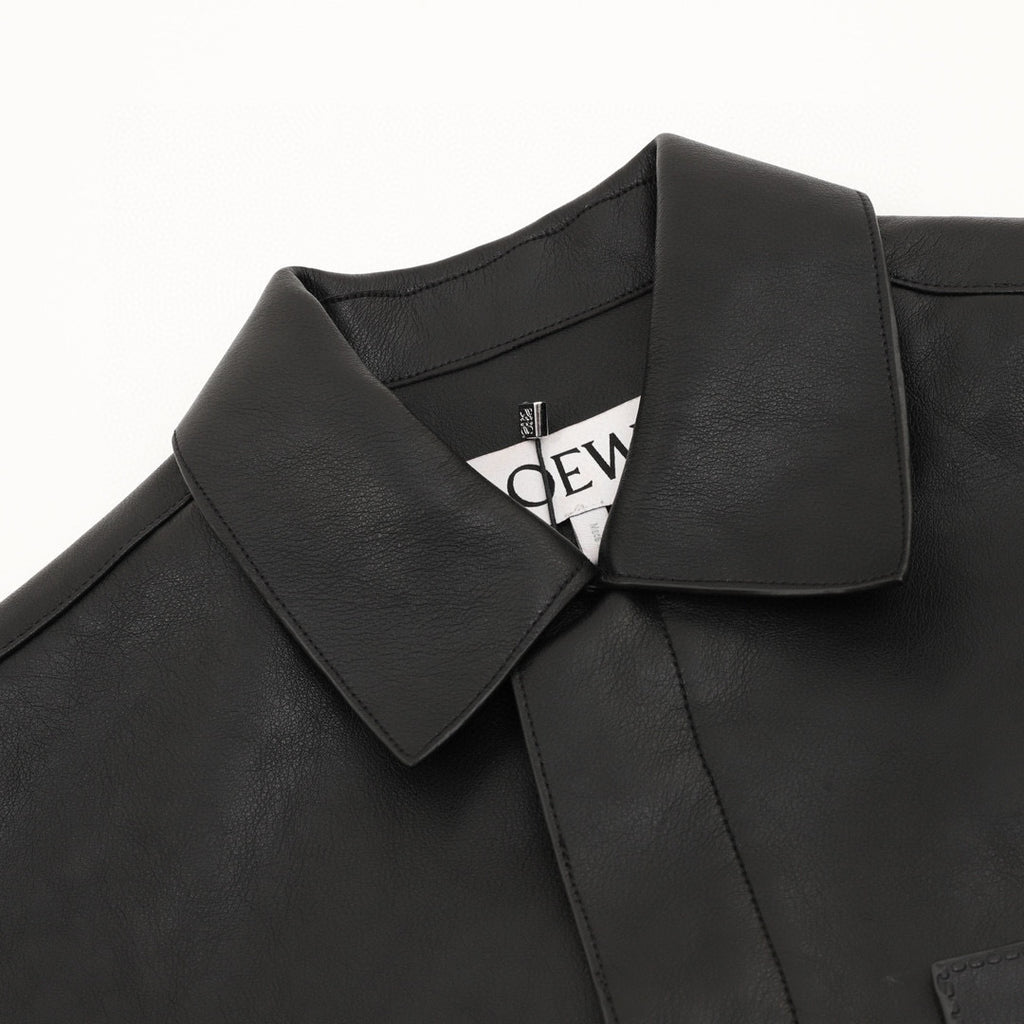 Loewe Anagram Patch Pocket Leather Overshirt Jacket