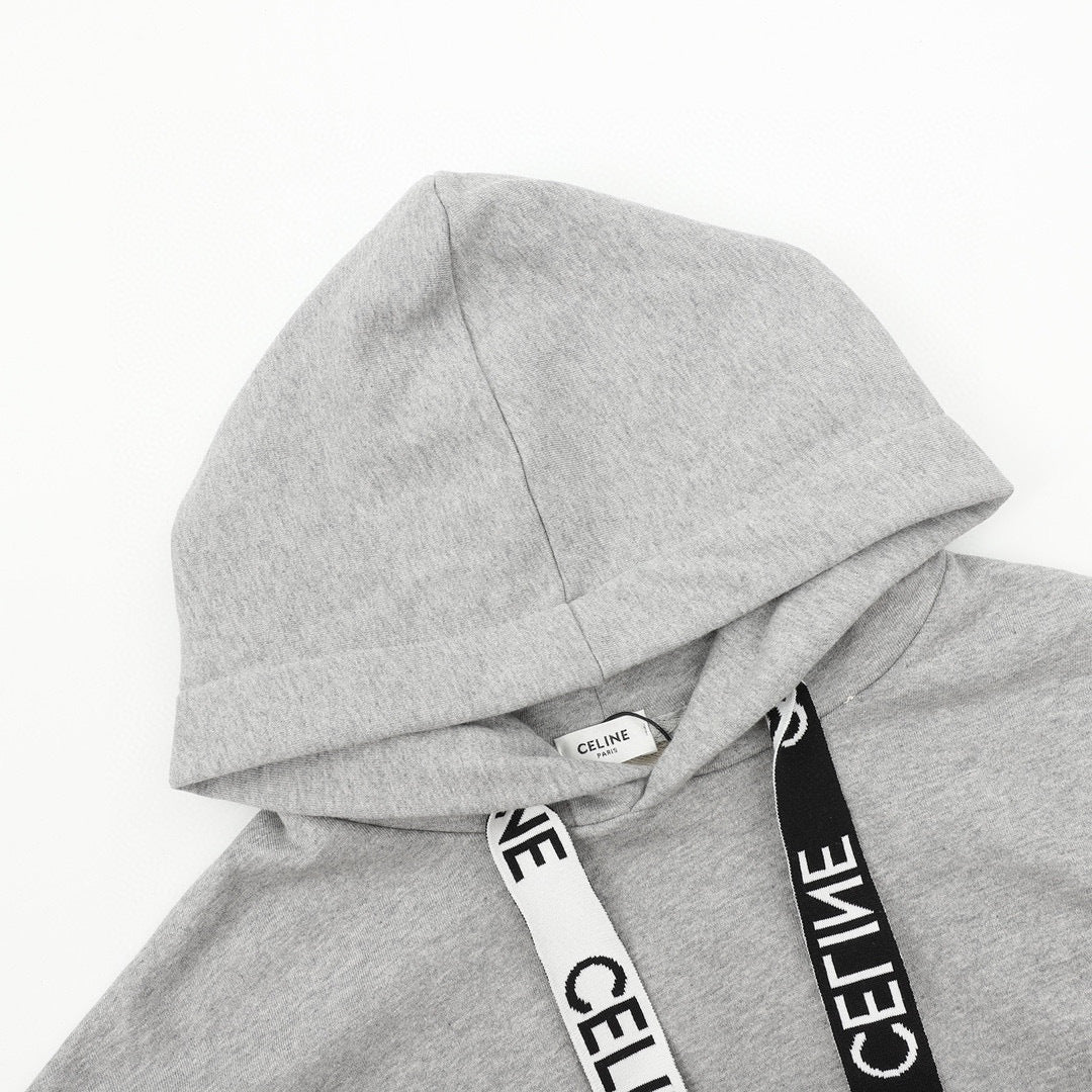 Celine Dual-Tone Logo Webbing Drawstring Oversized Hoodie