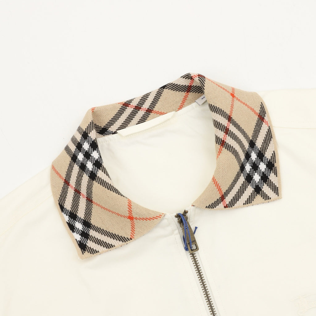 Burberry House Check Collar Zip Jacket — Ivory, Vintage Check Lining