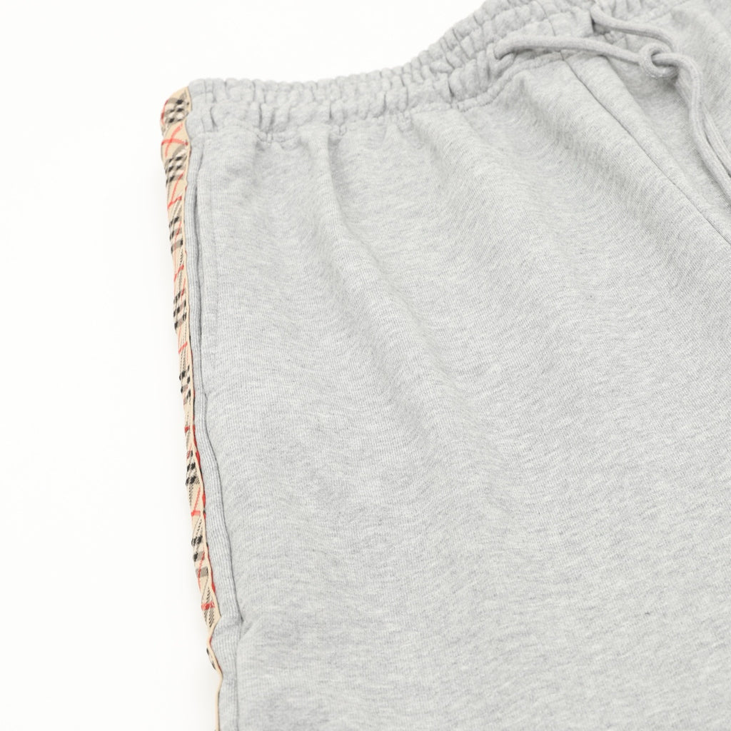 Burberry Women's & Men's Heather Grey Check Detail Drawstring Sweatpants