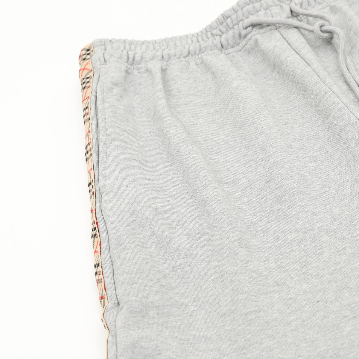 Burberry Women's & Men's Heather Grey Check Detail Drawstring Sweatpants