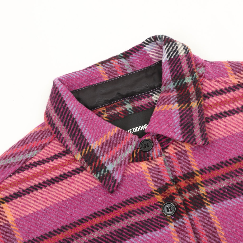 We11done Plaid Wool-Blend Shirt Jacket — Rose Pink, Dual Chest Pockets