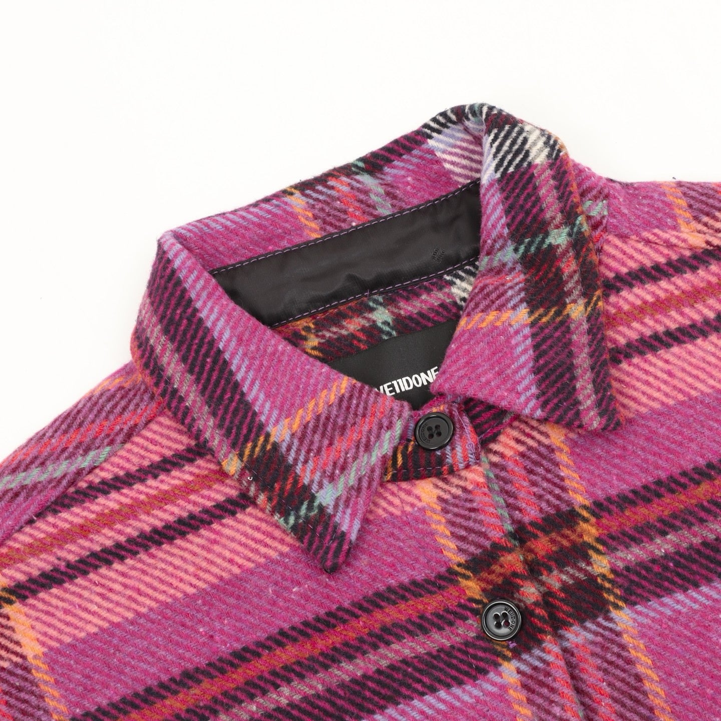 We11done Plaid Wool-Blend Shirt Jacket — Rose Pink, Dual Chest Pockets