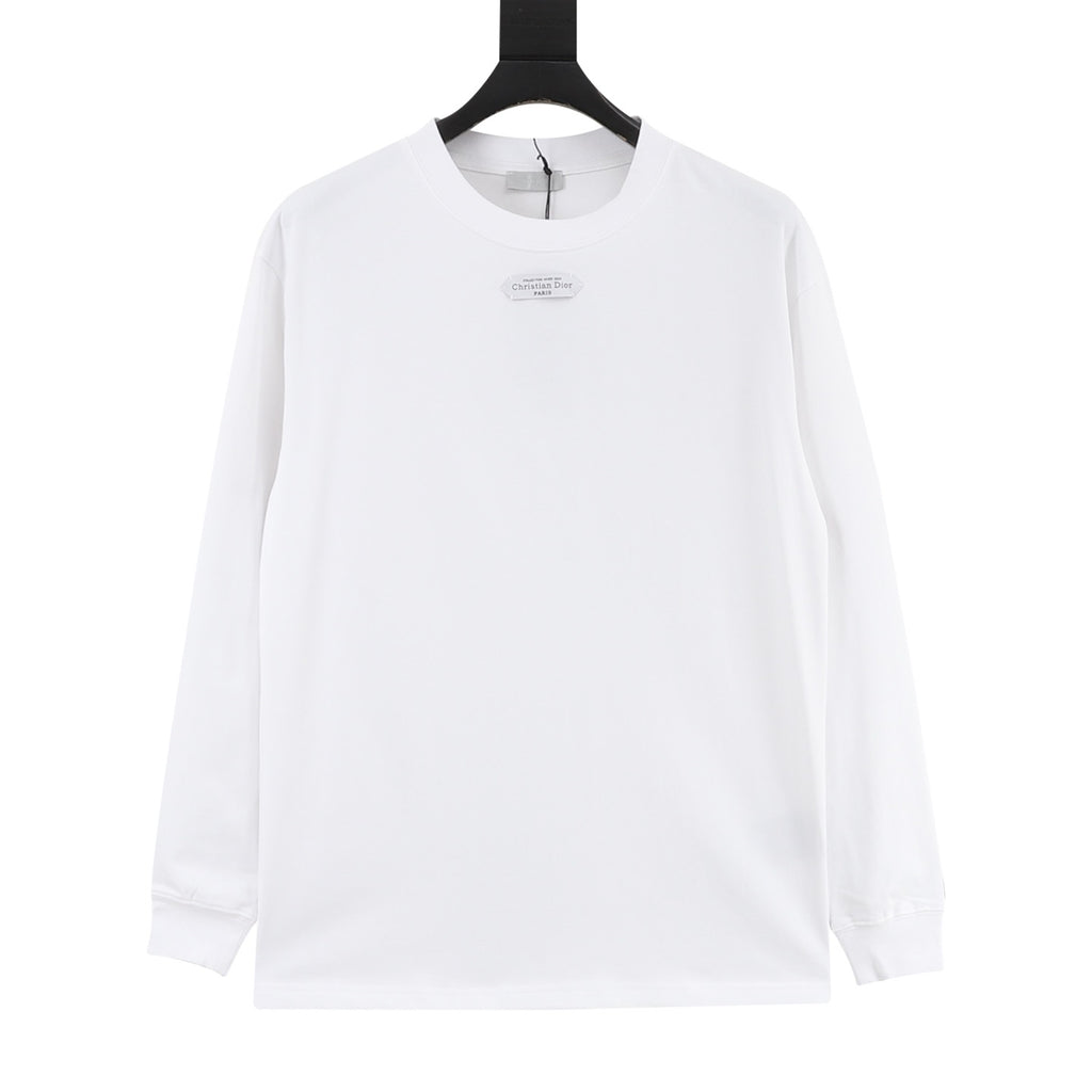 Dior Women's / Men's Label Logo Long-Sleeve T-Shirt in White