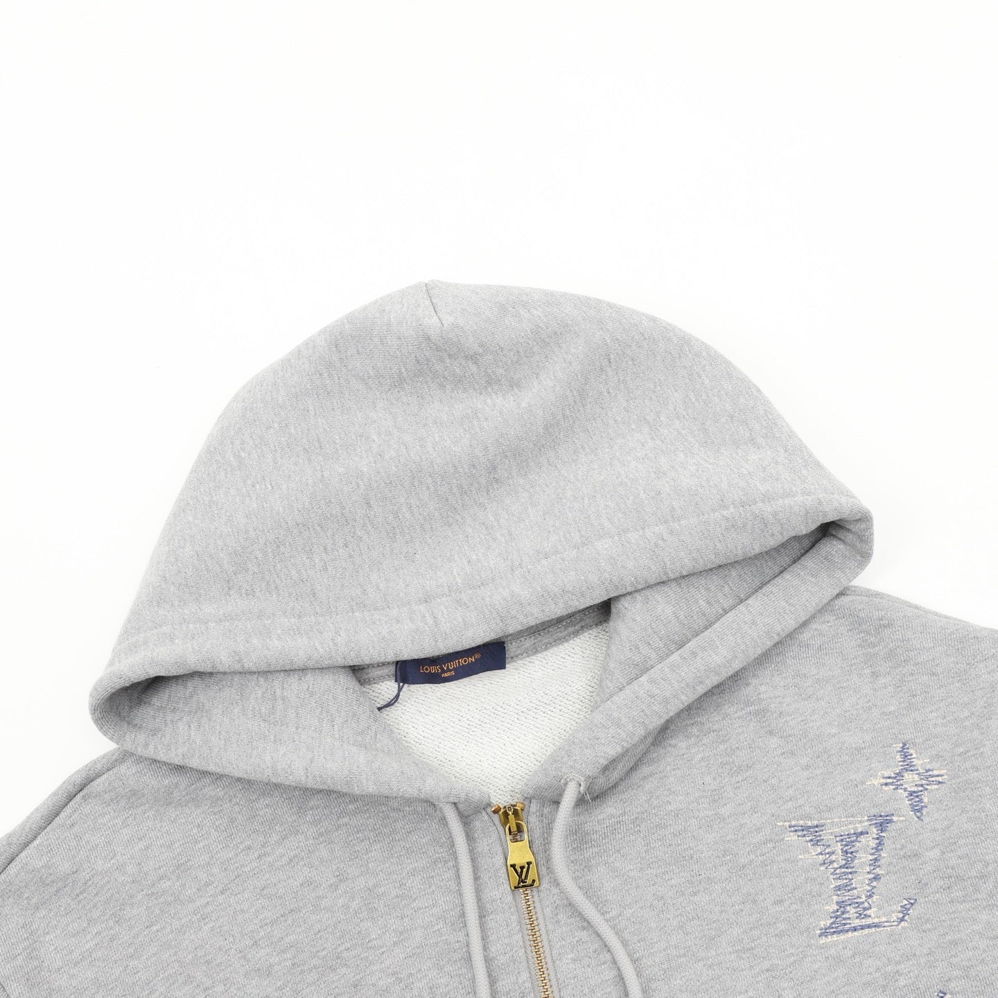 Louis Vuitton Sketch Embroidery Zip-Up Hoodie — Grey Marl