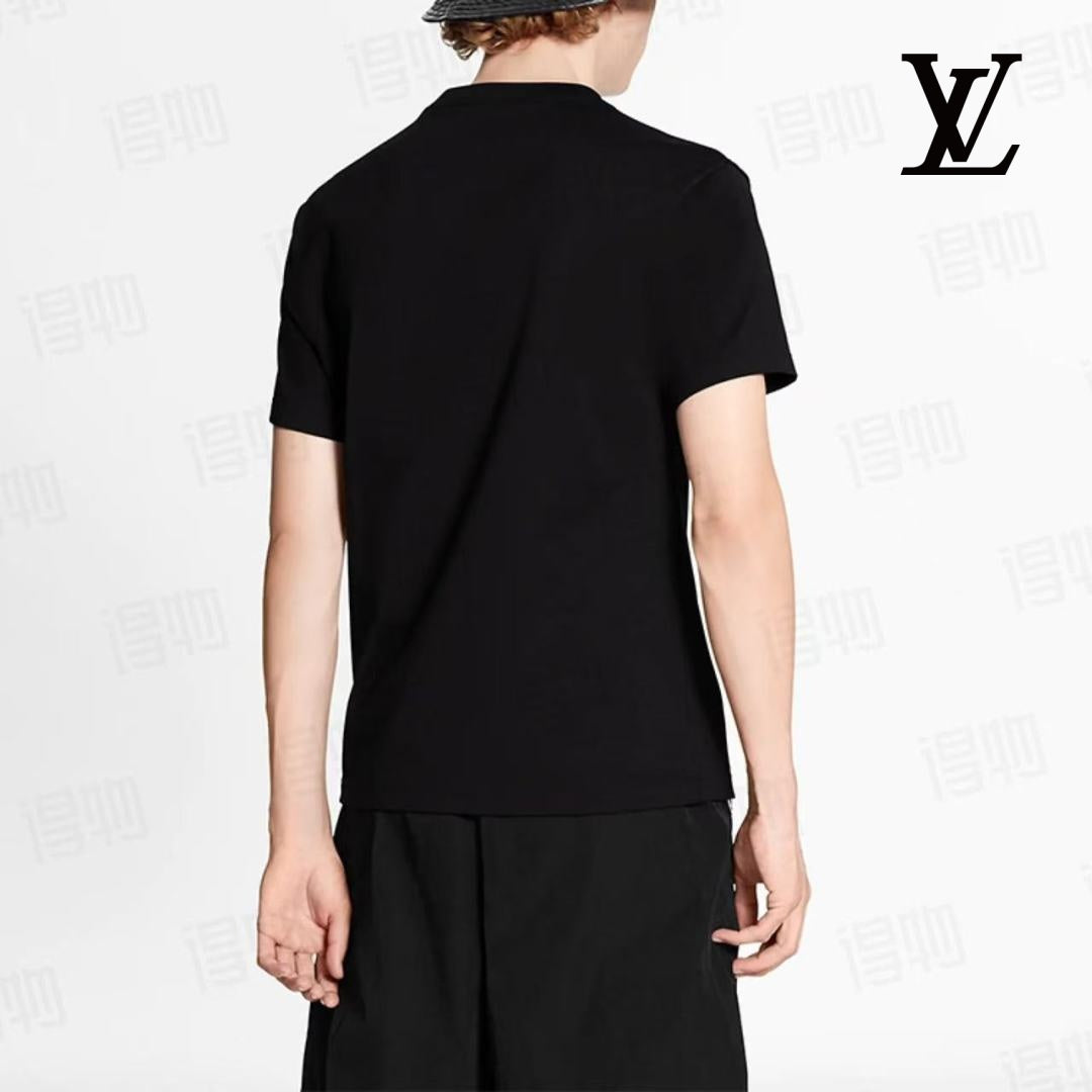 Louis Vuitton Men's Black Plain Short Sleeve T-Shirt