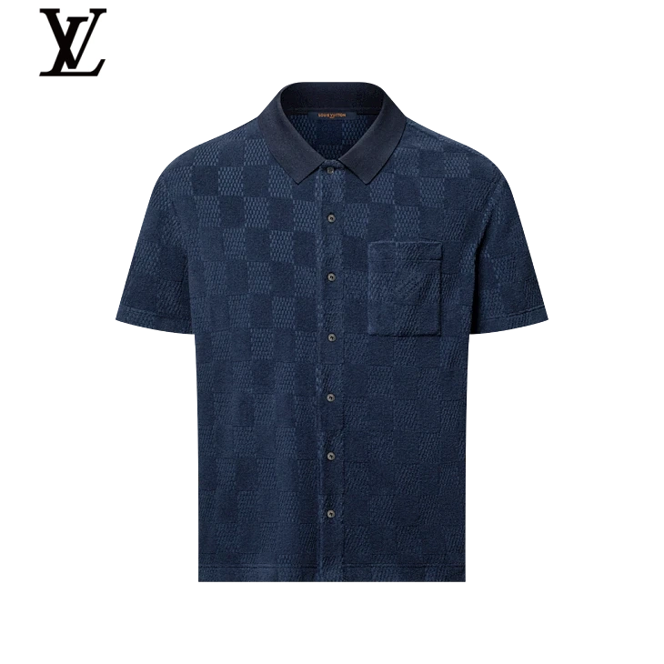 Louis Vuitton Navy Damier Short Sleeve Polo Shirt
